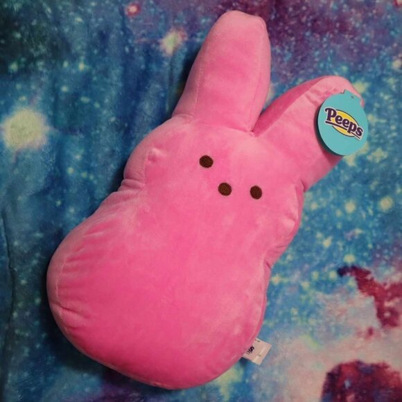 PINK PEEPS PLUSH NWT Bunny Toy Kids Easter Spring Large Classic Pillow Dorm Soft - Picture 1 of 9